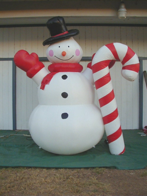 Holiday Inflatables snowman with candy cane